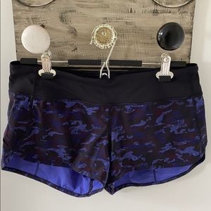 Lululemon speed shorts blk/purple camo